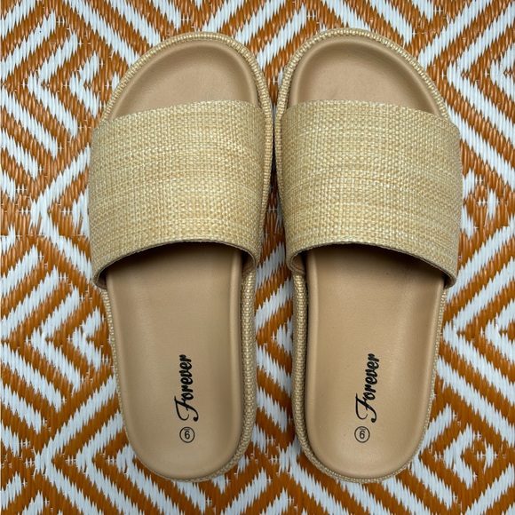 Boutique Raffia Beige Platform Sandals - Picture 4 of 6